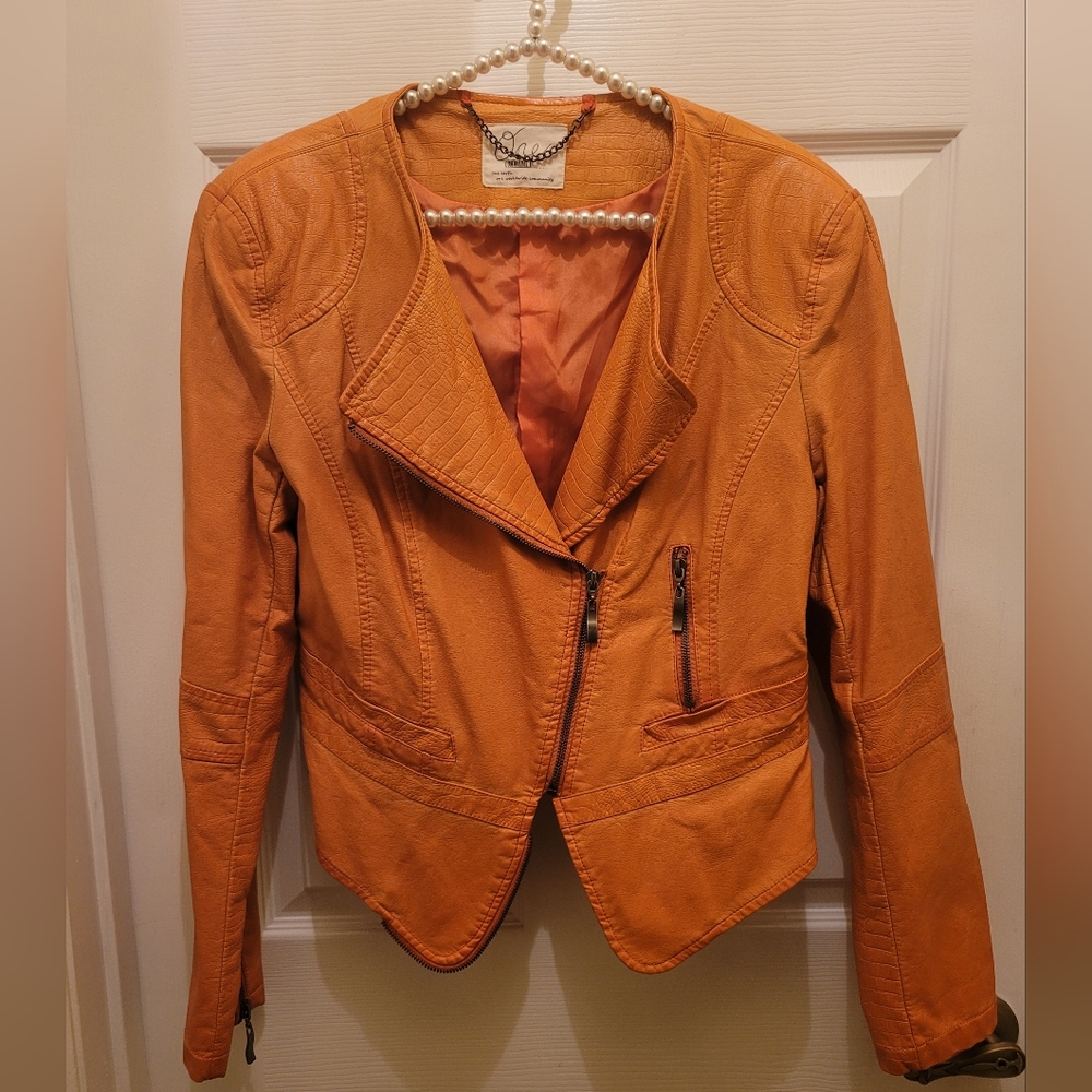 Unique vintage faux leather women jacket